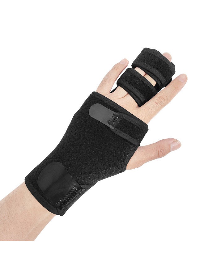 Generic Finger Guards with Removable Splint Finger Support Brace Two or Three Fingers Stabilizer Adjustable Full Finger or Hand Brace for Home Work Sleep Pain Relief Left Hand  - Image 1