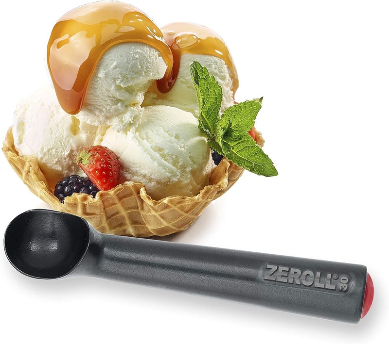 Zeroll 1030-ZT Zerolon Hardcoat Anodized Commercial Ice Cream Scoop with Liquid Filled Handle - 1-Ounce, Black - Image 1