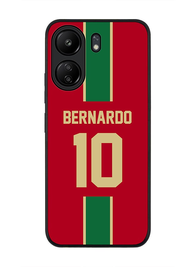 Stylizedd Rugged Black edge case for Xiaomi Poco C65, Slim fit Soft Case Flexible Thin Cover- Football Team-Portugal, Player Name-Bernardo - Image 1