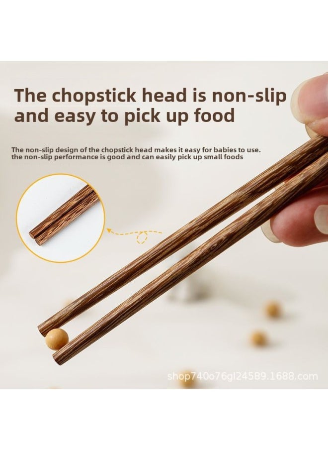 Generic - Children's Chopsticks Log Chopsticks Baby's Special Short Chopsticks Chicken Wing Wood Red Sandalwood Chopsticks Training Chopsticks No Paint No Wax-Color:Chicken Wing Wood -25cm ] - Image 1