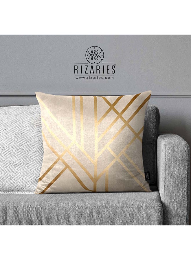 RIZARIES SuperSoft Beige Art Deco Throw Cushion  - Image 1