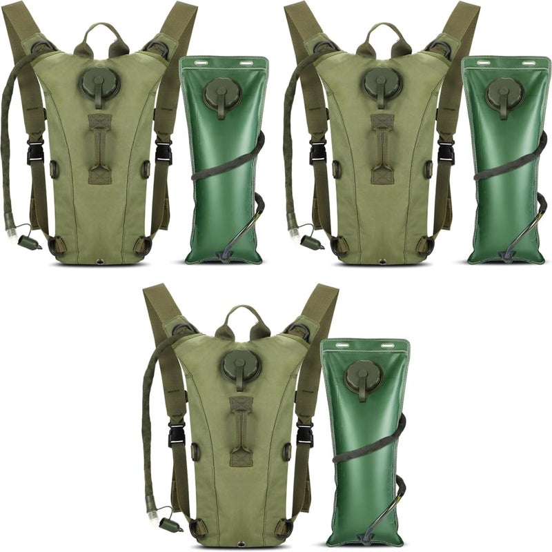 Optifit ® Trekking Hydration Backpack with 3L Water Bladder for Men Women Kids Professional Waterproof Tactical Bag for Hiking Biking Running Walking BPA Free Army Green 3PCS - Image 1
