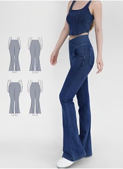 REOCLE Women's Bell Bottom Jeans High Waisted Stretchy Flare Jeans Pull On Tummy Control Flare Pants with Pockets Classic Denim Pants  - Image 3
