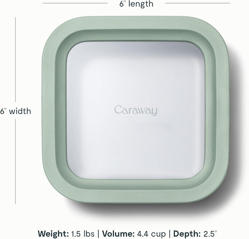 CARAWAY Glass Food Storage, 10 Cup Glass Container - Ceramic Coated Food Container - Easy to Store, Non Toxic, Non Stick Lunch Box Container with Glass Lids. Dishwasher, Oven, & Microwave Safe - Mist - Image 3