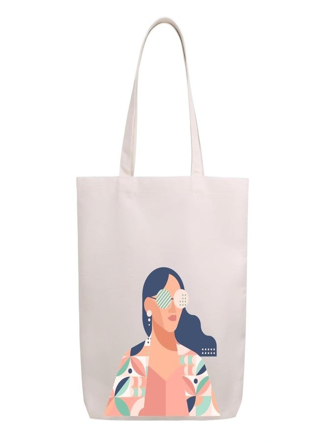 Roundsun Diva Collection Eco Friendly 300 GSM Canvas Black/Natural Color Tote Bag With Magnet Button Closure 16 Height 14 Width Inches Canvas Bag College Bag Women Bag Cotton Bag(Retro Diva) - Image 2