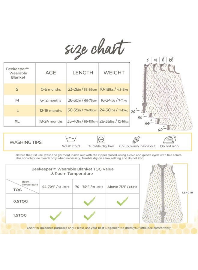 Burt's Bees Baby Baby Beekeeper Wearable Blanket, 100% Organic Cotton, Swaddle Transition Sleeping Bag, Honey Bee Cloud, Small  - Image 2