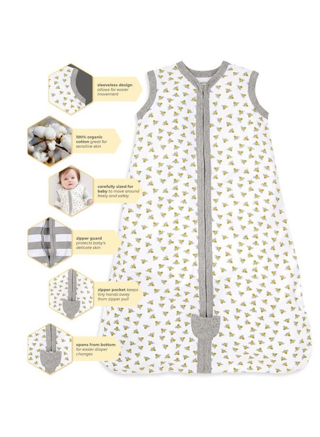 Burt's Bees Baby Baby Beekeeper Wearable Blanket, 100% Organic Cotton, Swaddle Transition Sleeping Bag, Honey Bee Cloud, Small  - Image 3
