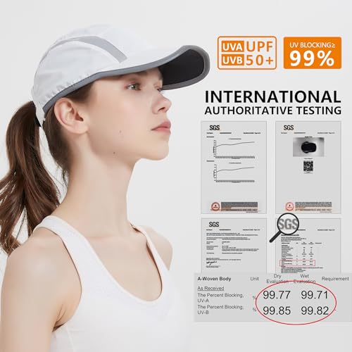 GADIEMKENSD Baseball Cap Nylon Running Cap Outdoor Sports Hat for Men Women Adjustable Quick Drying Reflective Foldable UPF50+ Breath Mesh Water Repellency Race Performance Lightweight Light Blue - Image 2