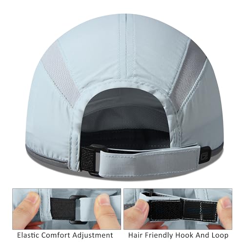 GADIEMKENSD Baseball Cap Nylon Running Cap Outdoor Sports Hat for Men Women Adjustable Quick Drying Reflective Foldable UPF50+ Breath Mesh Water Repellency Race Performance Lightweight Light Blue - Image 3