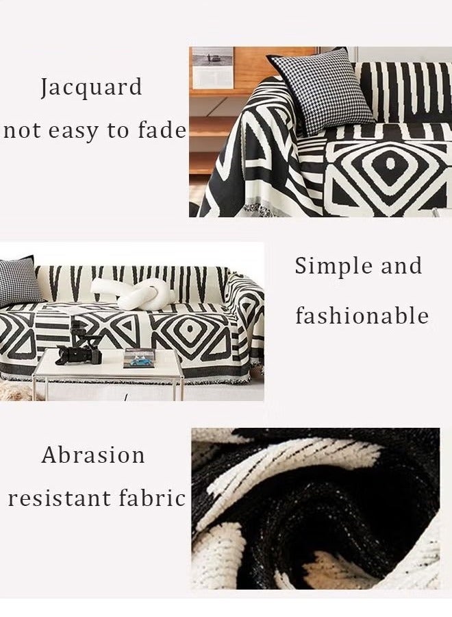 Beauenty Geometric Jacquard Sofa Cover Soft Texture Washable Decorative Sofa Cover For 3 Cushion Sofa Furniture Protective Cover Sofa Cover With Tassel 180*300 CM - Image 5