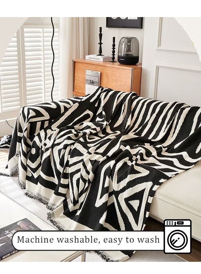 Beauenty Geometric Jacquard Sofa Cover Soft Texture Washable Decorative Sofa Cover For 3 Cushion Sofa Furniture Protective Cover Sofa Cover With Tassel 180*300 CM - Image 2