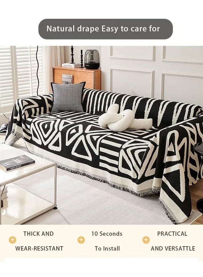 Beauenty Geometric Jacquard Sofa Cover Soft Texture Washable Decorative Sofa Cover For 3 Cushion Sofa Furniture Protective Cover Sofa Cover With Tassel 180*300 CM - Image 3