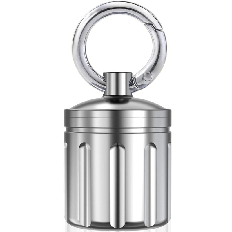 MEECN Waterproof Pill Organizer Stainless Steel Keychain Portable Pill Container Single Chamber Box Outdoor Camping Size 12 x 12 x 165 inches - Image 3