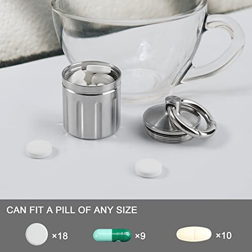 MEECN Waterproof Pill Organizer Stainless Steel Keychain Portable Pill Container Single Chamber Box Outdoor Camping Size 12 x 12 x 165 inches - Image 5