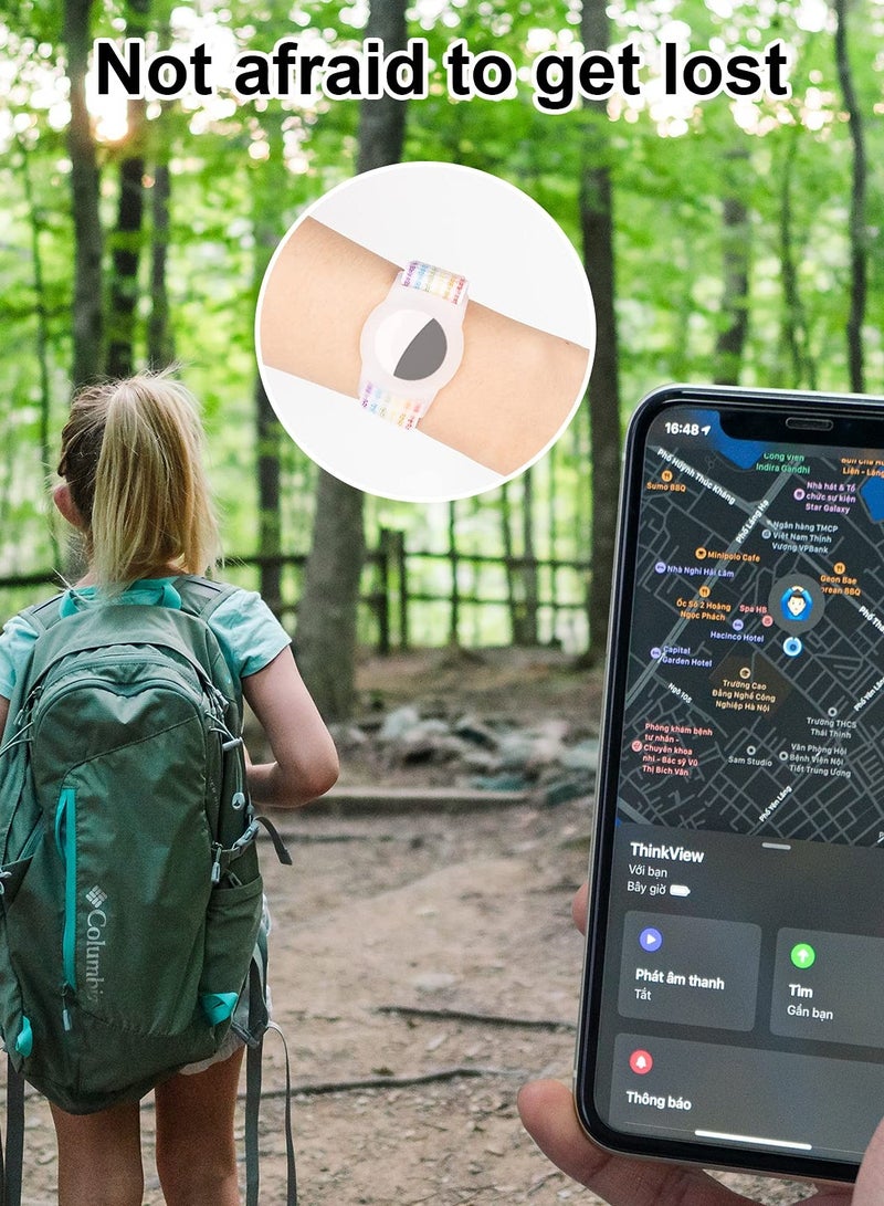 Zikra Kids Wrist Strap for Apple AirTag Adjustable Nylon Strap Holder Protector Breathable Anti-Loss Bracelet for Toddler Child Elderly (Rainbow Color) - Image 5