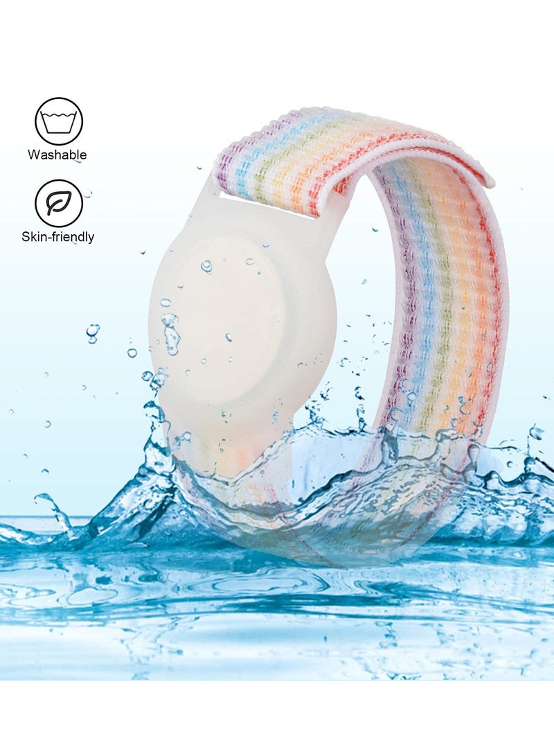 Zikra Kids Wrist Strap for Apple AirTag Adjustable Nylon Strap Holder Protector Breathable Anti-Loss Bracelet for Toddler Child Elderly (Rainbow Color) - Image 2