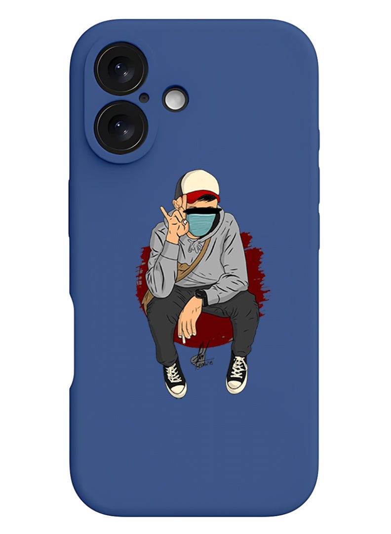 Theodor iPhone 16 Plus Blue Protective Slim Fit Case Liquid Silicone Cover with Full Body Protection Anti-Scratch Shockproof Case For iPhone - peace - Image 1