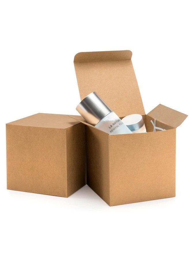 ValBox 4x4x4 Brown Gift Boxes 50PCS Kraft Paper Boxes with Lids for Gifts, Crafting, Cube, Cupcake Boxes, Easy Assemble Boxes for Party Favor - Image 1
