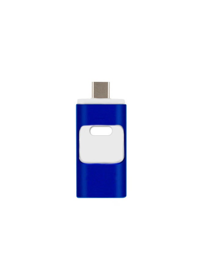 Generic Multi-function Four-in-one USB Flash Drive Is Suitable For Apple Type C Android Full Capacity 128g High-speed Mobile Phone USB Flash Drive-Color:Royal Blue (large Window White Liner)-Capacity:32GB  - Image 1