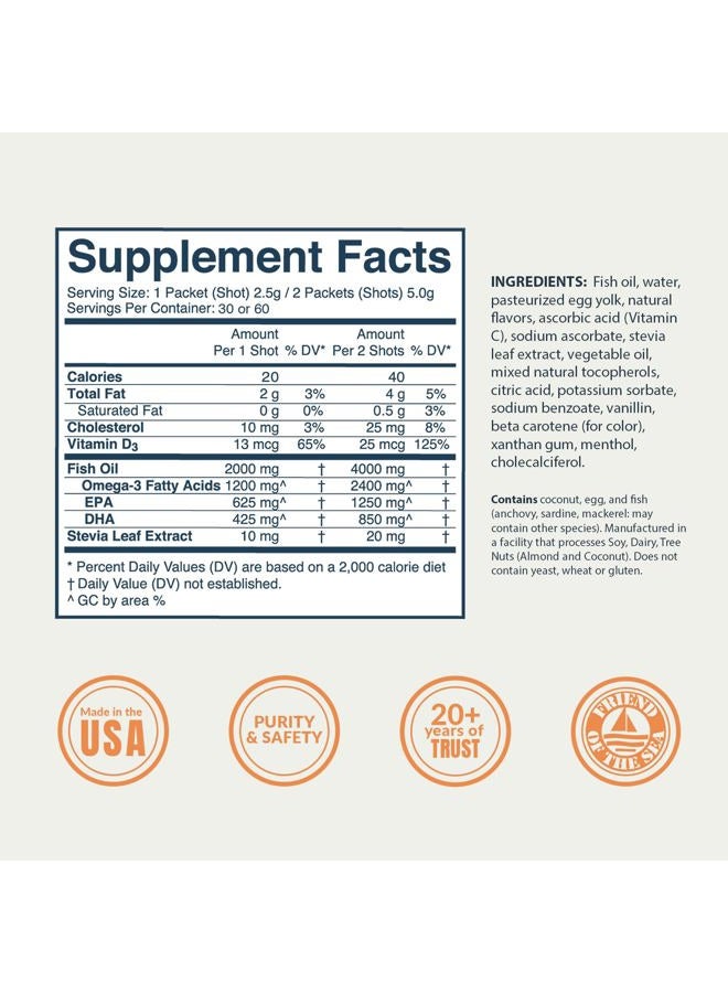 Coromega MAX 2400mg Omega-3 Fish Oil + Vitamin D Squeeze Packets, Wild-Caught, No Fishy Taste - 3X Better Absorption Than Softgels, Supports Brain & Heart Health (30 Servings, Citrus Burst) - Image 4