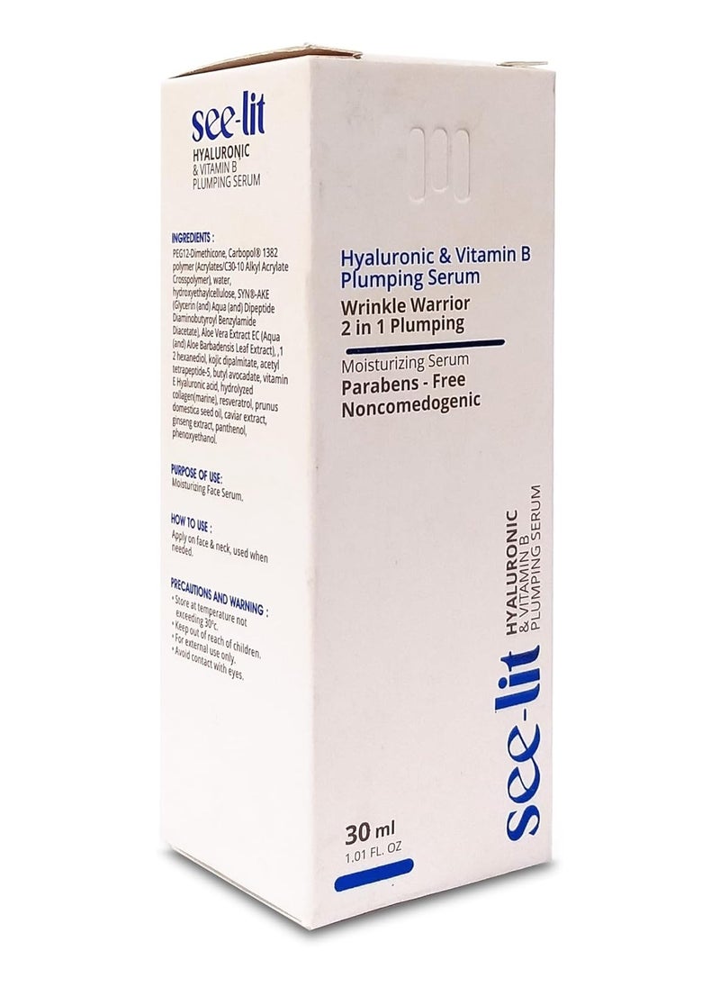 See-Lit - Hyaluronic Acid & Vitamin B Plumping Face Serum 30ml - Image 1