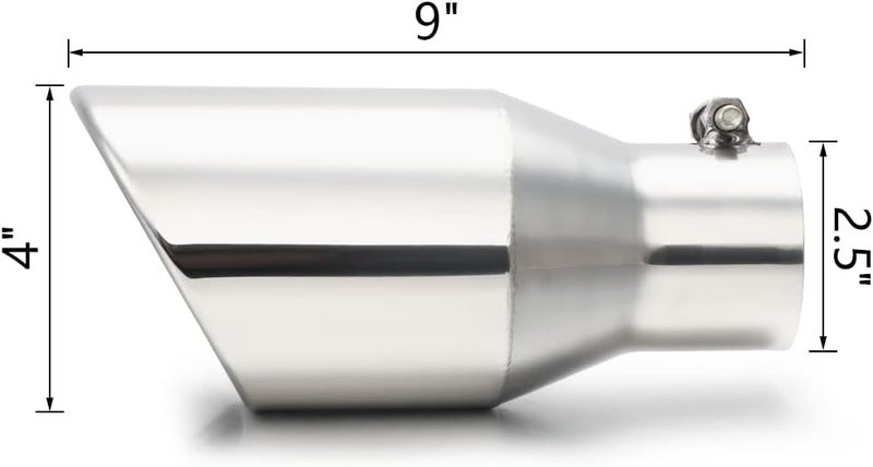 LCGP 2.5 Inch Inlet Polished Exhaust Tip for Truck - 2.5" x 4" x 9" - Image 2