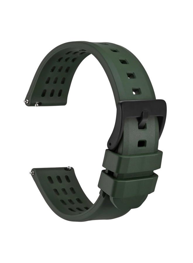 WOCCI 22mm Rally Watch Band, FKM Rubber Strap, Quick Release, Black Matte Buckle (Green)  - Image 1
