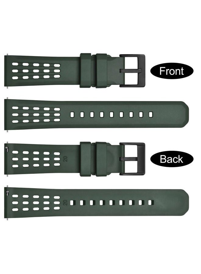 WOCCI 22mm Rally Watch Band, FKM Rubber Strap, Quick Release, Black Matte Buckle (Green)  - Image 3