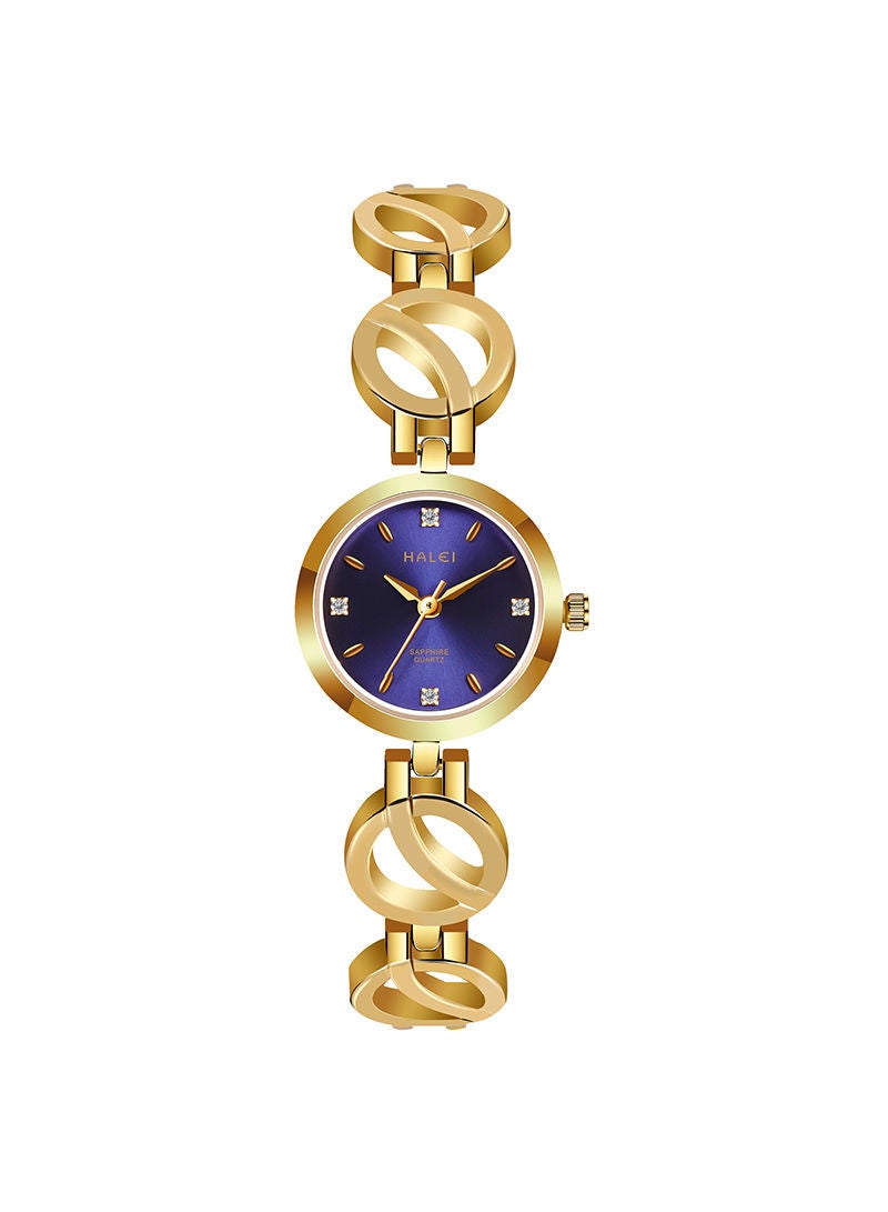 HALEI Harley Women's Light Luxury Bracelet Watch 5004 - 24mm - Gold/Blue - Image 2