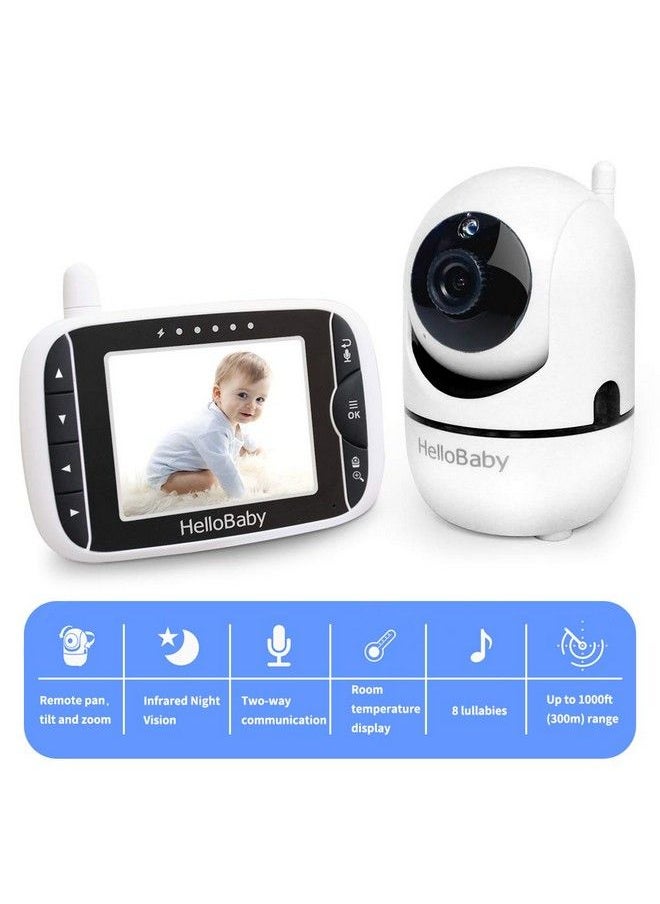 Hellobaby Video Baby Monitor With Remote Camera Pantiltzoom 3.2 Color Lcd Screen Infrared Night Vision Temperature Display Lullaby Two Way Audio  - Image 3