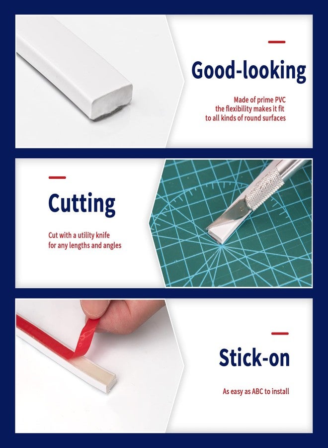 Art3dwallpanels 10 Ft White Peel and Stick Trim for Backsplash Tile Edge, Self-Adhesive Flexible Trimming for Corner Decor - Image 5