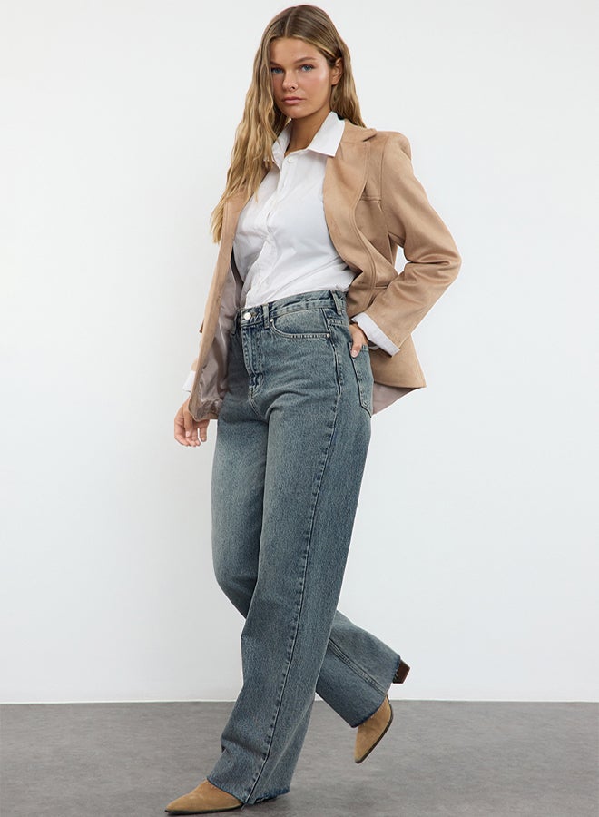 trendyol Blue High Waist Wide Leg Jeans - Image 2