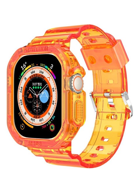 Apple Watch Ultra Band 49mm Crystal Clear Band with Bumper Case Soft Transparent TPU Strap for iWatch Ultra Orange