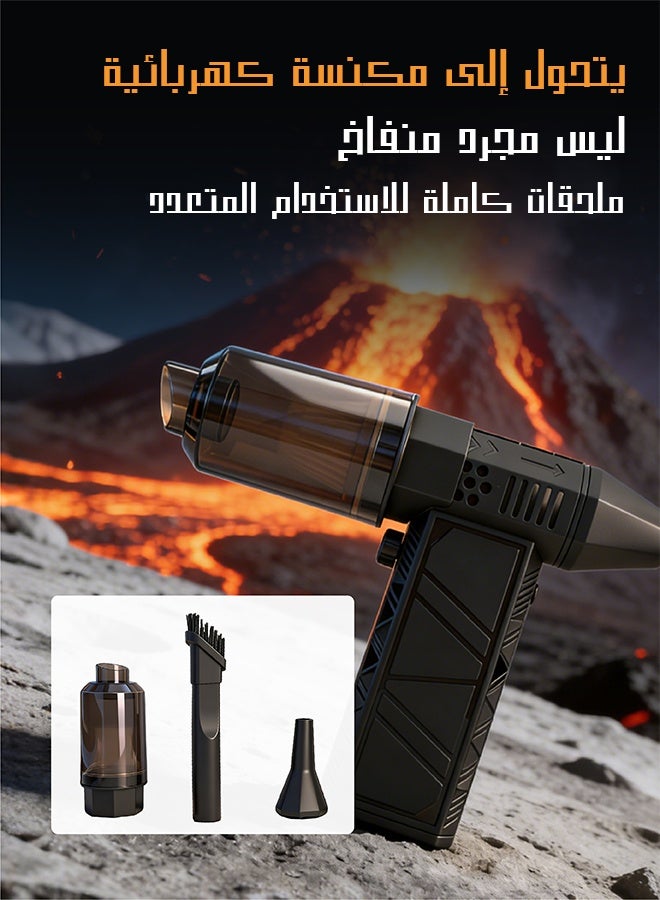 يهييو منفاخ هواء صغير، مروحة توربو محمولة 130,000 دورة في الدقيقة، مكنسة كهربائية قابلة للشحن، بطارية سريعة الشحن 8,000 مللي أمبير، منظف هواء كهربائي لاسلكي صغير مع ملحق مكنسة شفط - Image 5