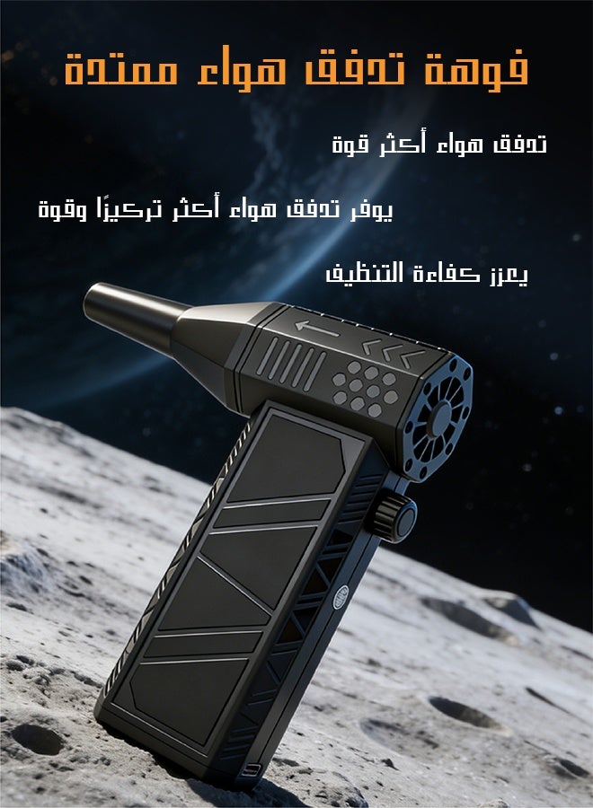 يهييو منفاخ هواء صغير، مروحة توربو محمولة 130,000 دورة في الدقيقة، مكنسة كهربائية قابلة للشحن، بطارية سريعة الشحن 8,000 مللي أمبير، منظف هواء كهربائي لاسلكي صغير مع ملحق مكنسة شفط - Image 4
