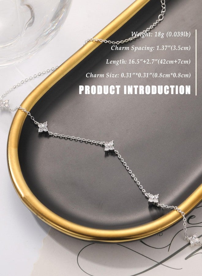 FUNEIA Dainty Silver Gold Necklaces for Women Trendy Non Tarnish 14K Gold Plated Cubic Zirconia Necklace Layered Cute Butterfly Heart Station Choker Necklace Stack for Wedding Prom Brides Jewelry - Image 4