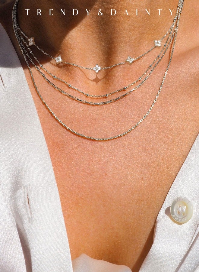 FUNEIA Dainty Silver Gold Necklaces for Women Trendy Non Tarnish 14K Gold Plated Cubic Zirconia Necklace Layered Cute Butterfly Heart Station Choker Necklace Stack for Wedding Prom Brides Jewelry - Image 3