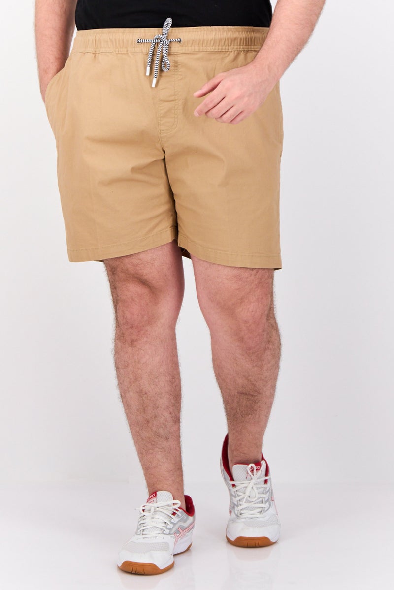 PERRY ELLIS Men Solid 7 Inseam Basic Shorts, Tan - Image 1