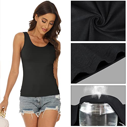 BQTQ 5 Pcs Basic Tank Tops for Women Undershirt Tank Top Sleeveless Under Shirts, XXL Black - Image 4