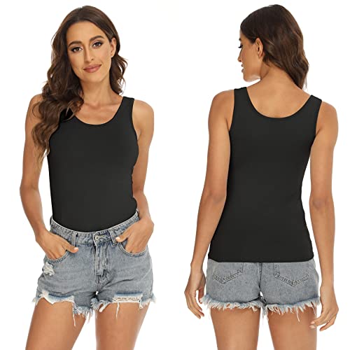 BQTQ 5 Pcs Basic Tank Tops for Women Undershirt Tank Top Sleeveless Under Shirts, XXL Black - Image 3