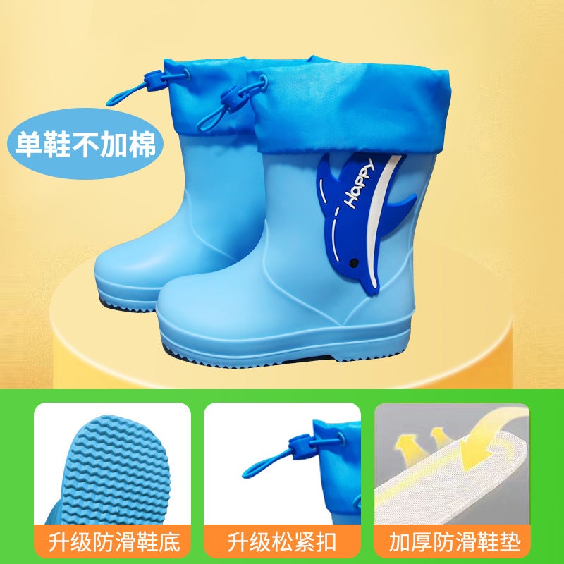 Children'S Rain Boots Cute Cartoon Boys And Girls Kindergarten Baby Waterproof Shoes Overshoes Medium And Big Children Non-Slip Rain Boots Rubber Shoes - Image 4