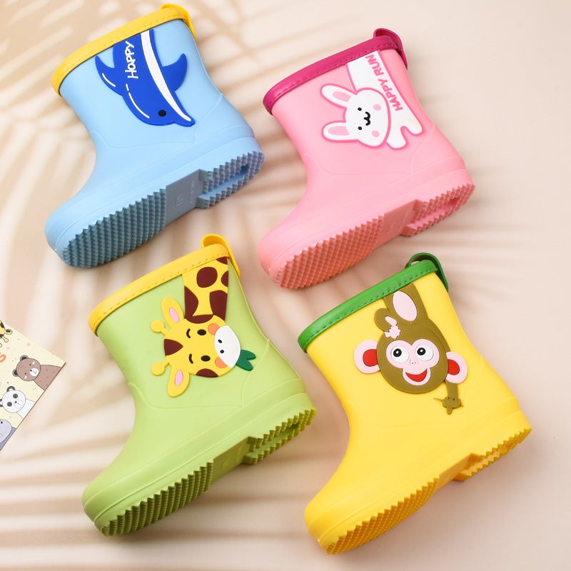 Children'S Rain Boots Cute Cartoon Boys And Girls Kindergarten Baby Waterproof Shoes Overshoes Medium And Big Children Non-Slip Rain Boots Rubber Shoes - Image 2