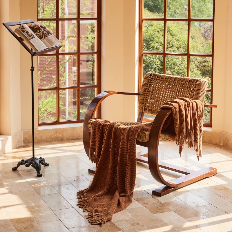 lifein Throw Blanket for Couch, Soft Boho Decor Bed Throw,Cozy Brown Knitted Chenille Small Knit Farmhouse Lightweight Throw (Golden,50 * 60") - Image 4