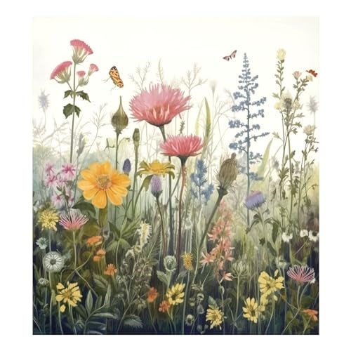 GUIJI Flowers Dishwasher Magnet Cover for Washers Fridge Panel Decal Cover Washing Machine Cabinet Reusable Dishwasher Door Covers Decorative-23"W x 26" H Inch - Image 1