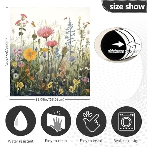 GUIJI Flowers Dishwasher Magnet Cover for Washers Fridge Panel Decal Cover Washing Machine Cabinet Reusable Dishwasher Door Covers Decorative-23"W x 26" H Inch - Image 3