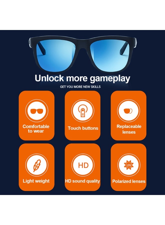 LECOO C8 Smart Wireless BT Glasses Headset HD Sound Quality Touch ons Replaceable Polarized Lenses Light Weight - Image 4