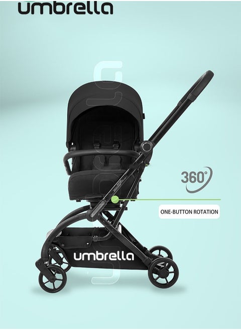 Premium baby Stroller Umbrella Max easy luxurious chair move 360 very small size when closing - black