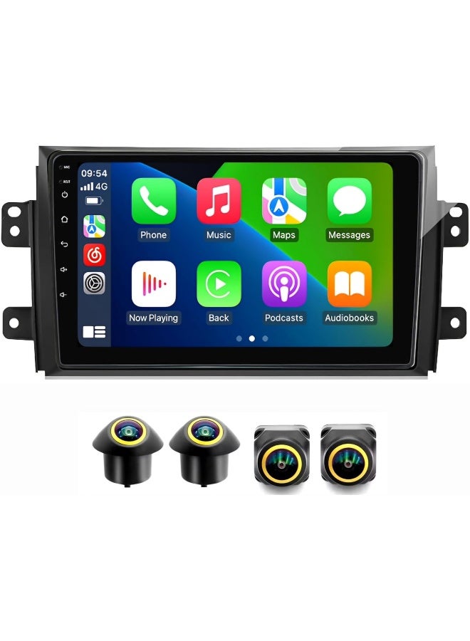 Vierex Fit Suzuki SX4 Car Stereo Android Screen SX4 2006-2013 With Apple Carplay Android Auto Wireless WiFi DSP AHD Camera Included Fast Interface (4+32GB 360D Cameras) - Image 1