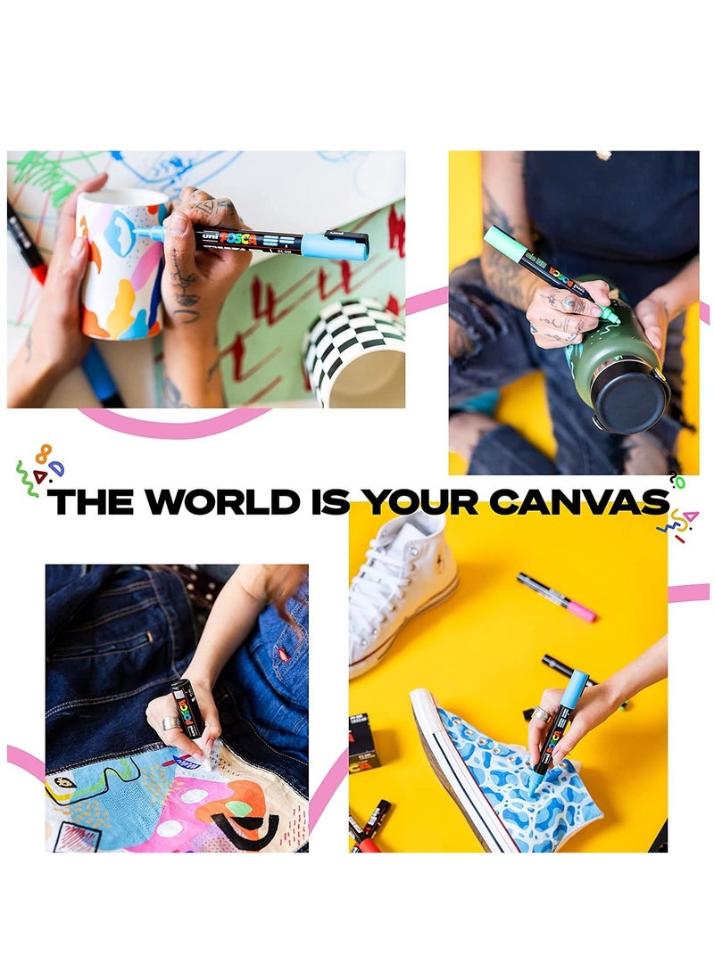 POSCA 21-Piece Paint Marker Set with Extra Fine Tips PC-1M 0.7mm - Image 2