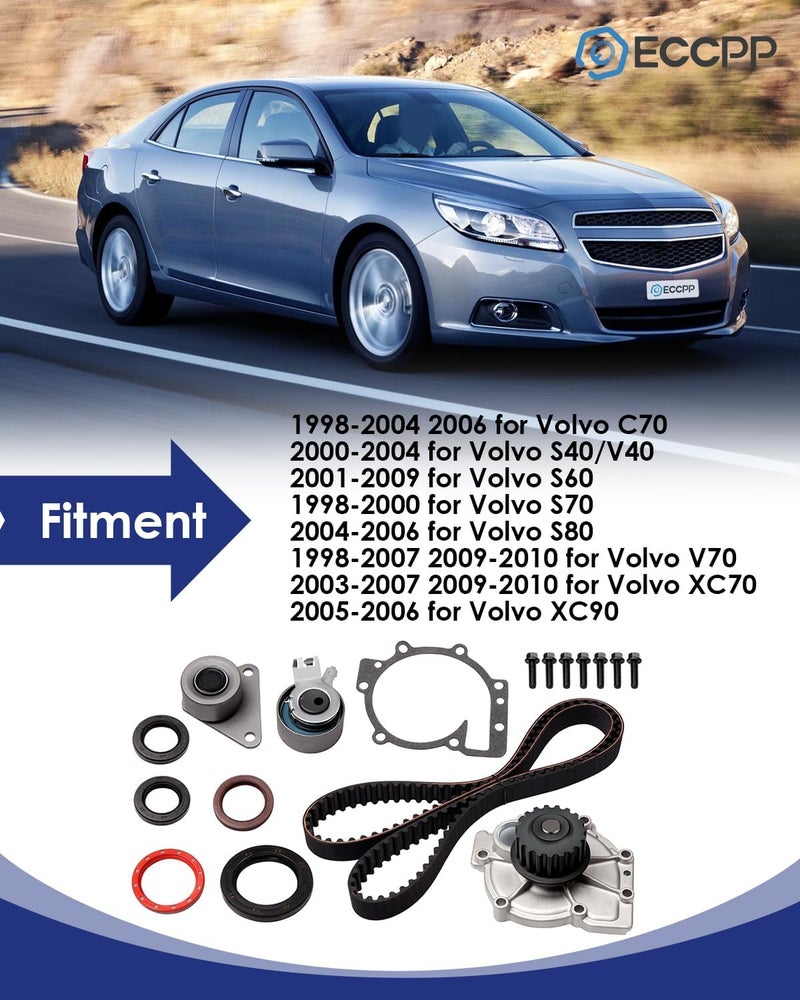 ECCPP Timing Belt Water Pump Kit for Volvo C70 S40 S60 S70 S80 V40 V70 XC70 XC90 - Image 2